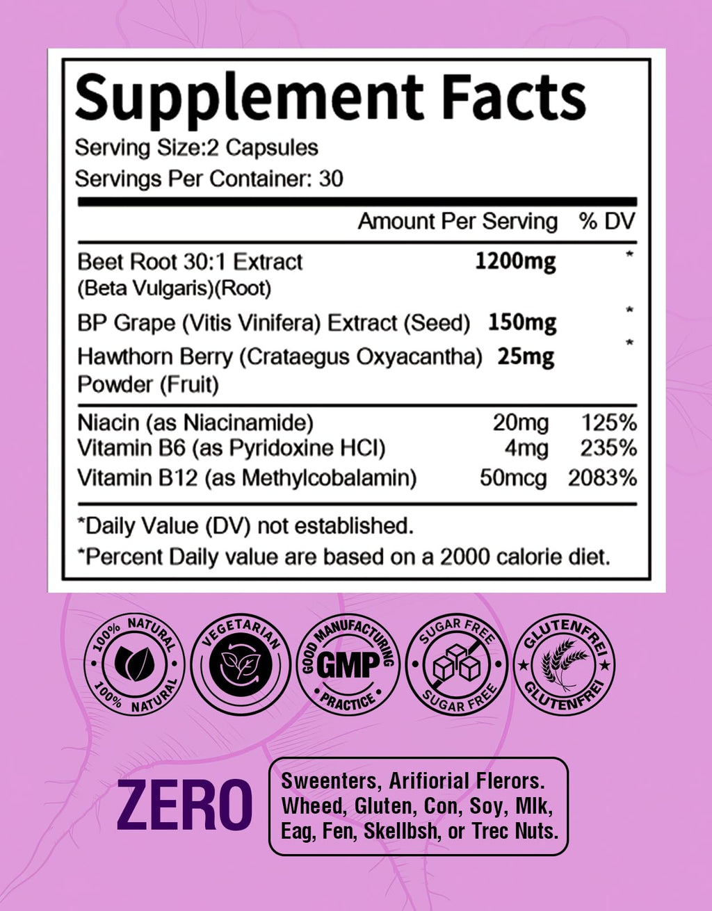 Beet Root Capsules 1200mg 60 Count P108