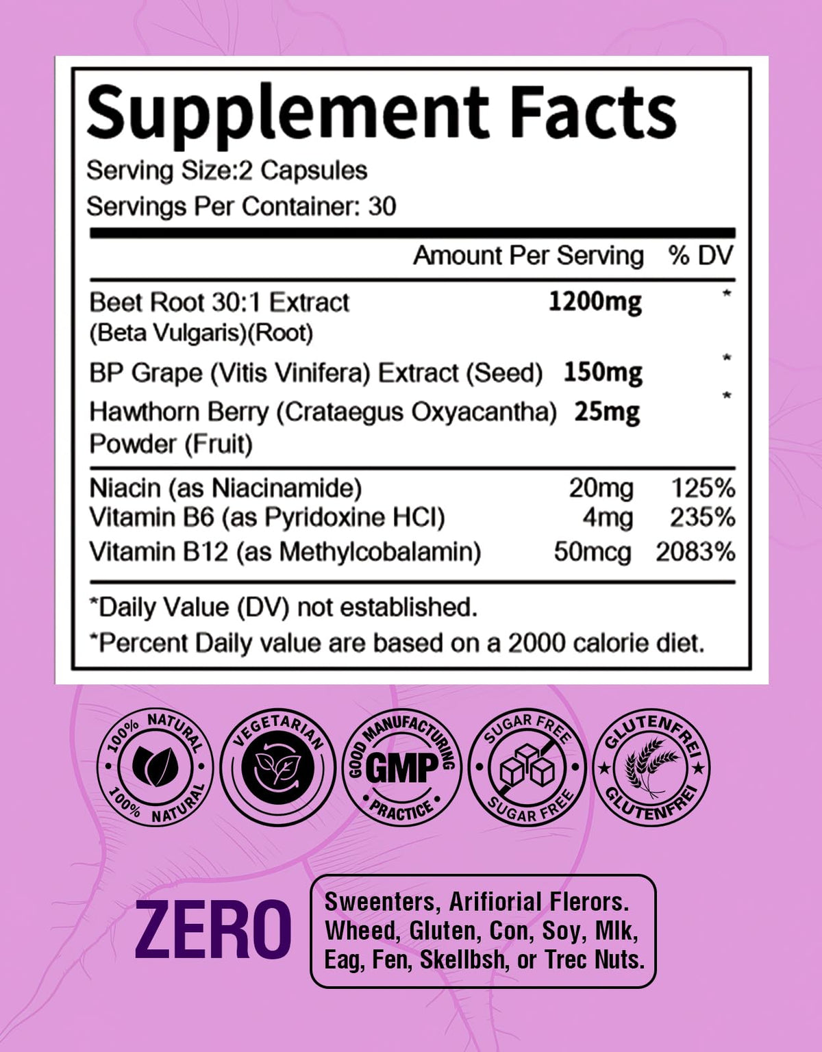 Beet Root Capsules 1200mg 60 Count P108