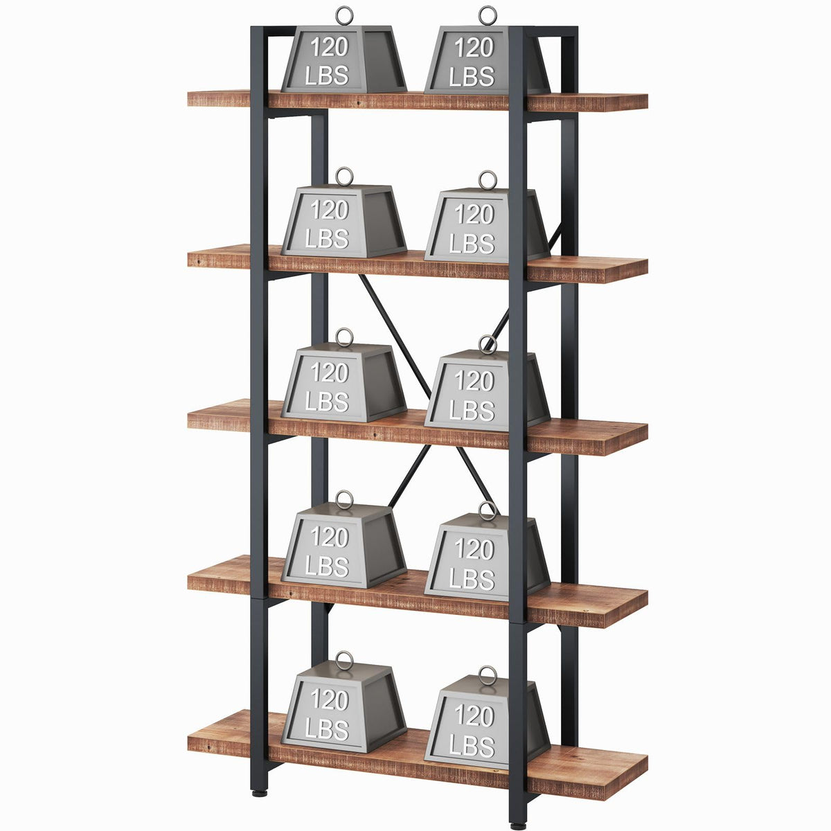 5 Tier Solid Wood Bookshelf P882708