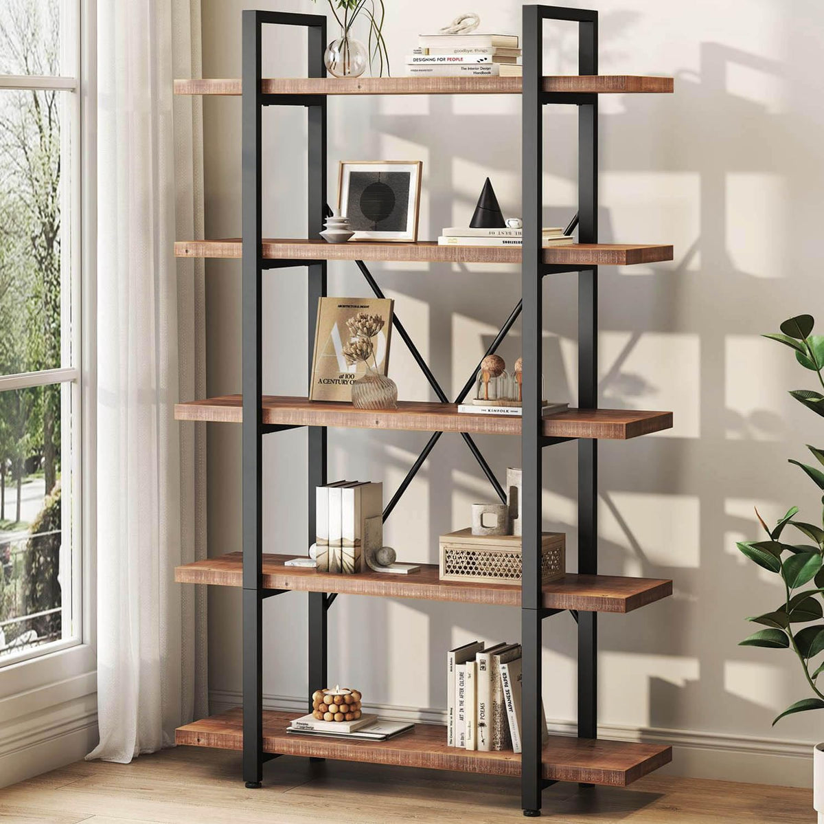 5 Tier Solid Wood Bookshelf P882708