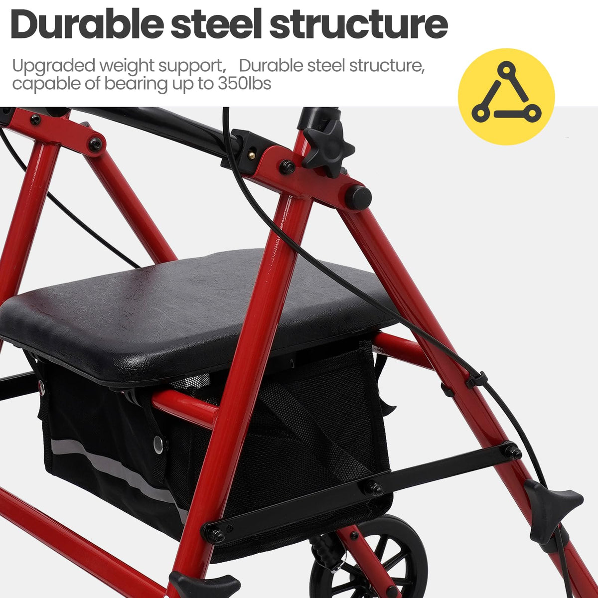 Heavy-Duty Rollator Walker with Seat Y7415