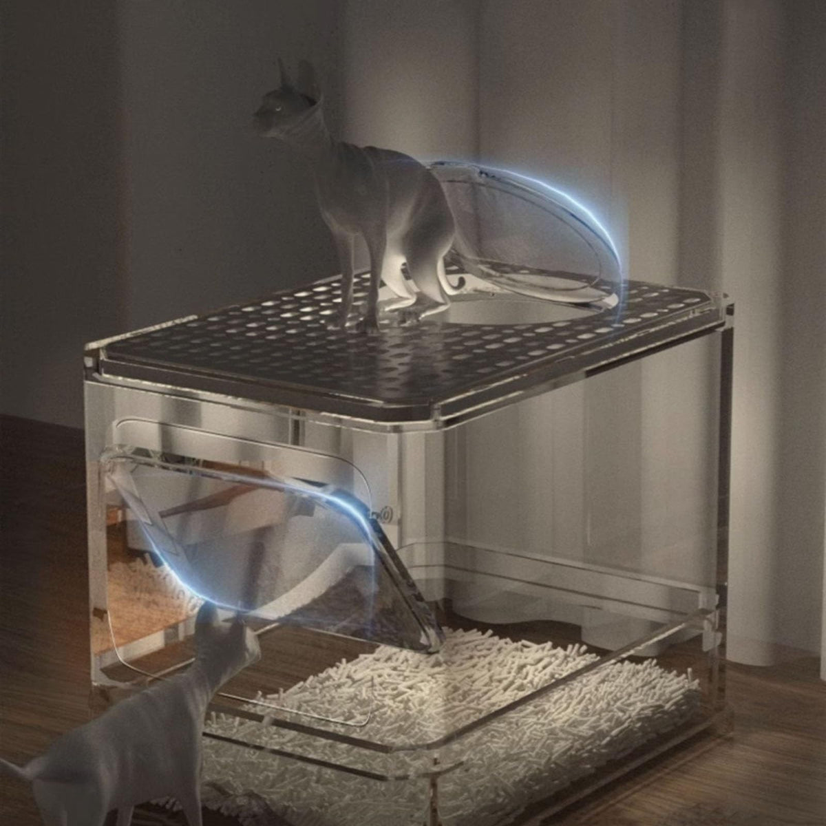 Foldable Cat Litter Box with Lid and Shovel O74371