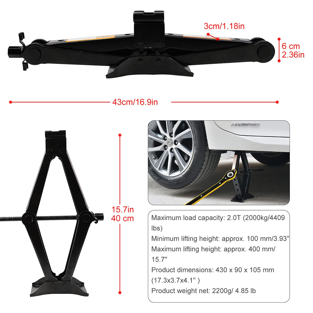 2 Ton Scissor Jack with Ratchet Handle R869