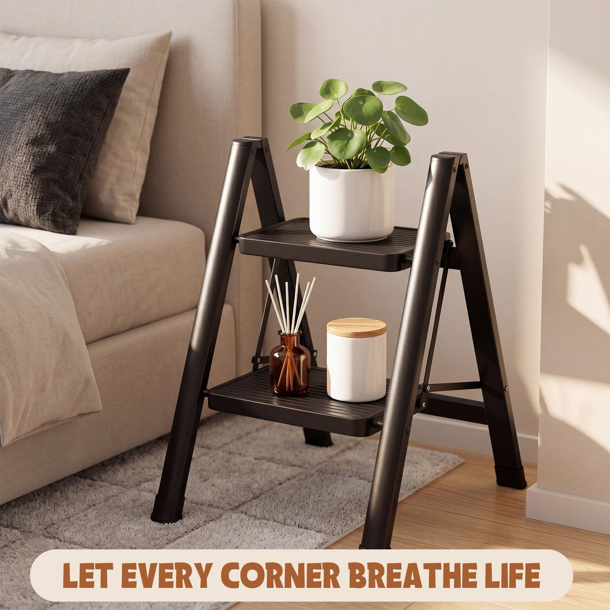 2 Step Carbon Steel Ladder with Anti-Slip Wide Pedal C2260