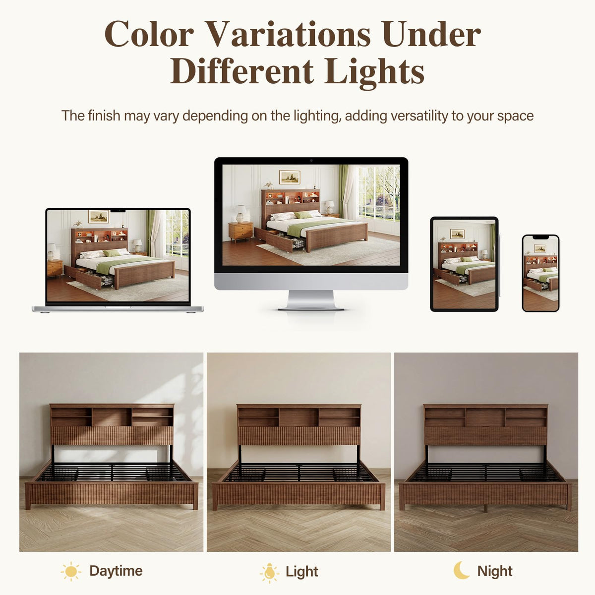 Queen Size Wood Bed Frame with 4 Storage Drawers L784