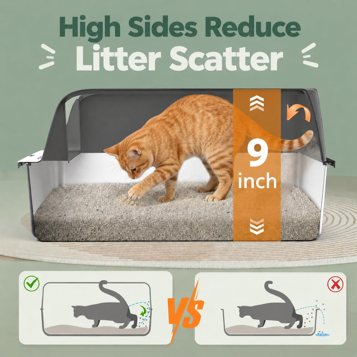 Stainless Steel High Sided Litter Box with Lid K764