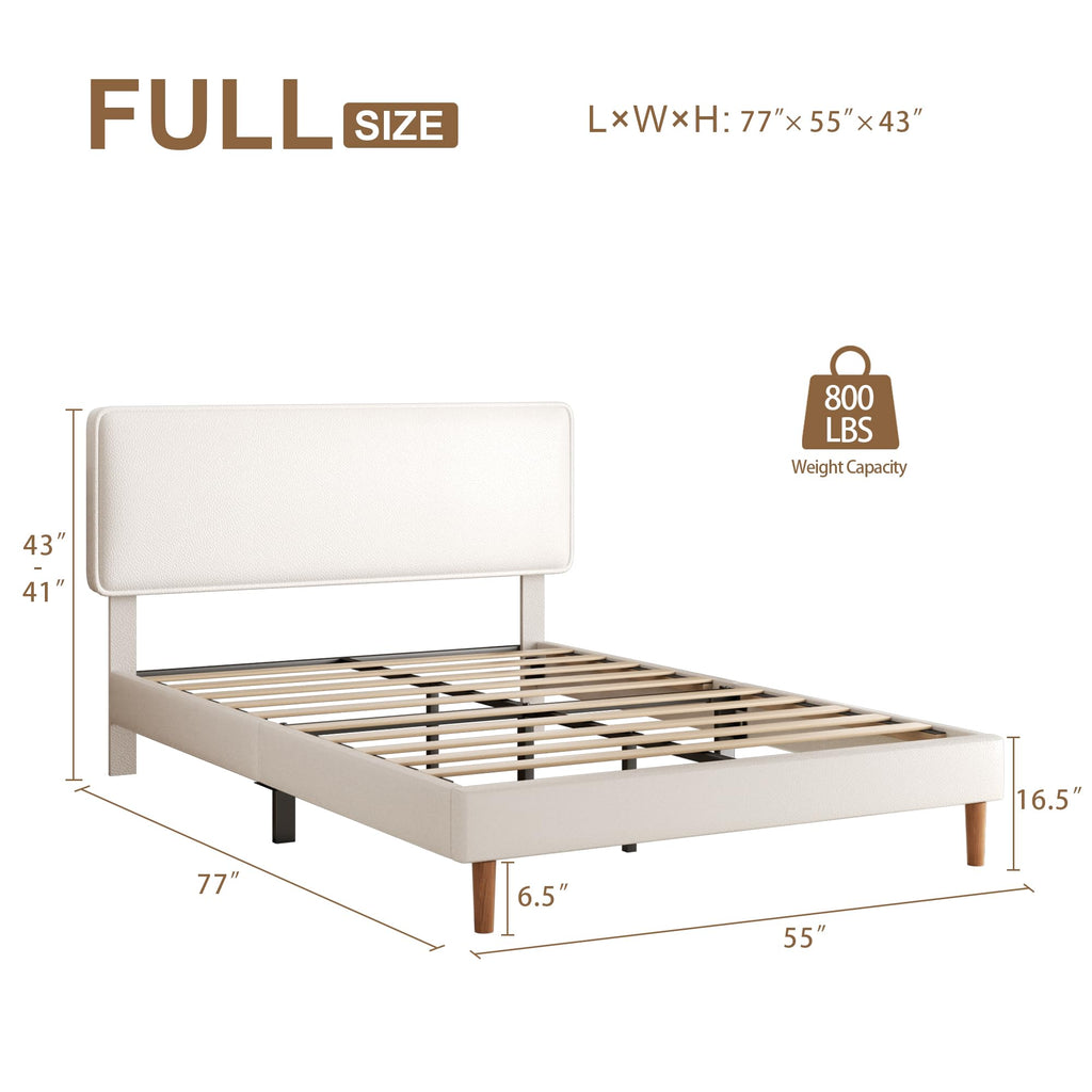 White Upholstered Bed Frame with Adjustable Headboard V828652