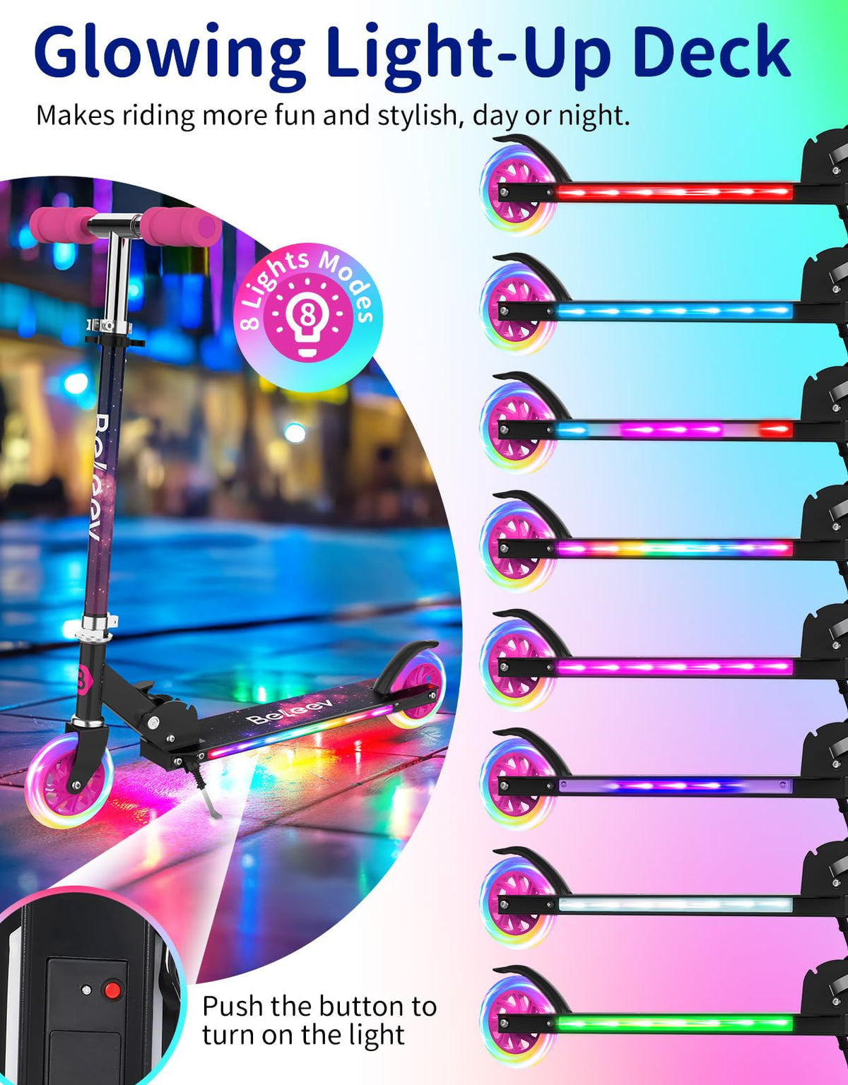 2 Wheel Folding Kick Scooter with Light Up Wheels N104897