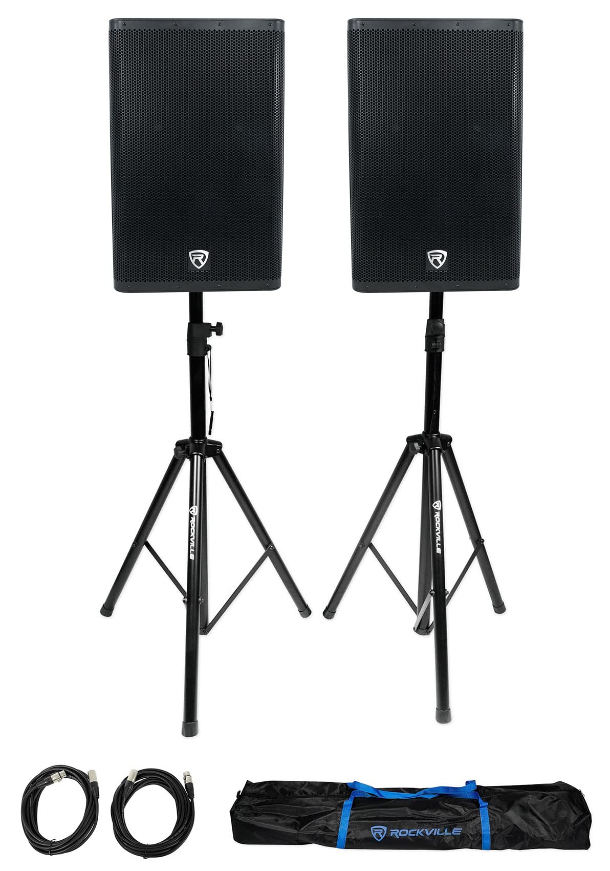 15" Powered Active DJ PA Speaker Pair with Stands D701204