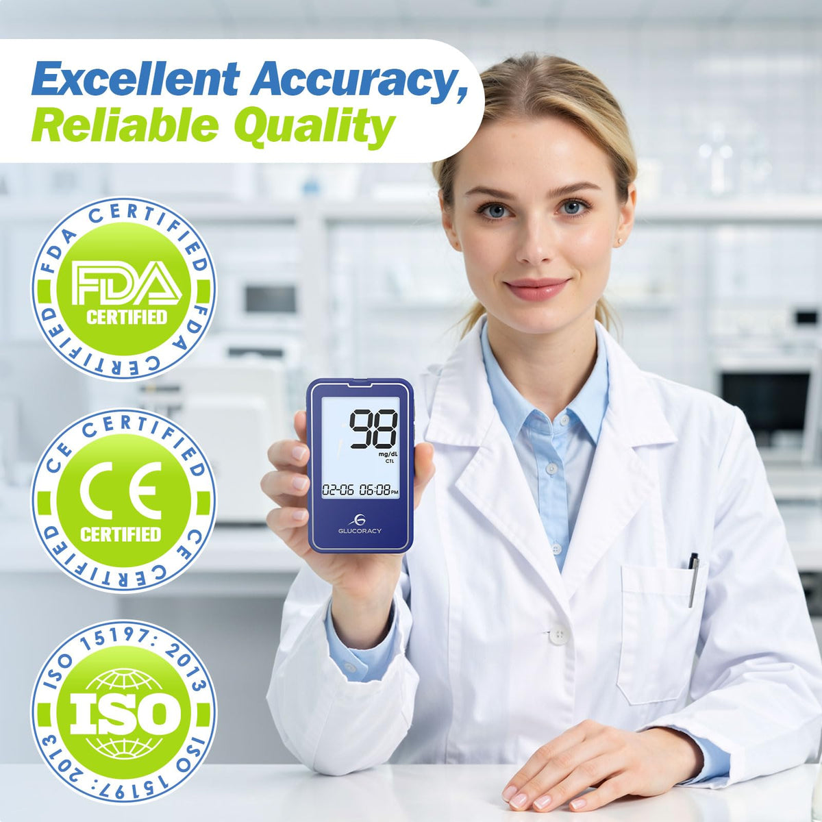 Blood Glucose Monitor Kit with 100 Test Strips O296407