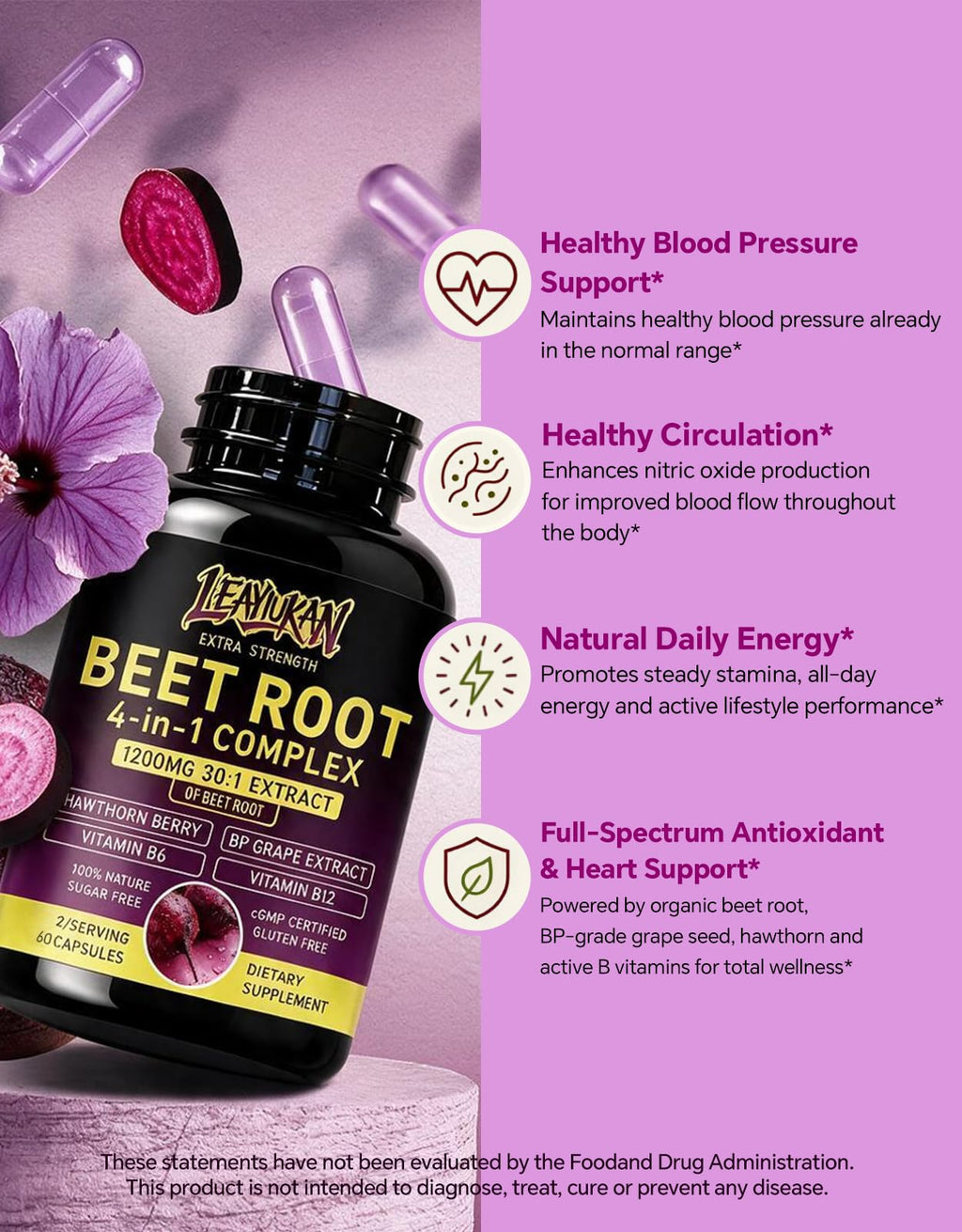 Beet Root Capsules 1200mg 60 Count P108