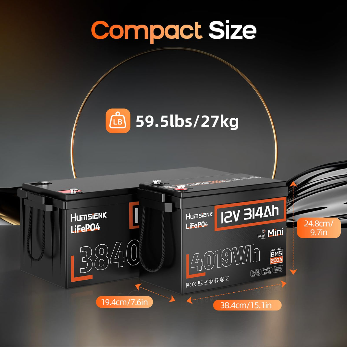 12V 300Ah LiFePO4 Lithium Battery with Bluetooth Q33642