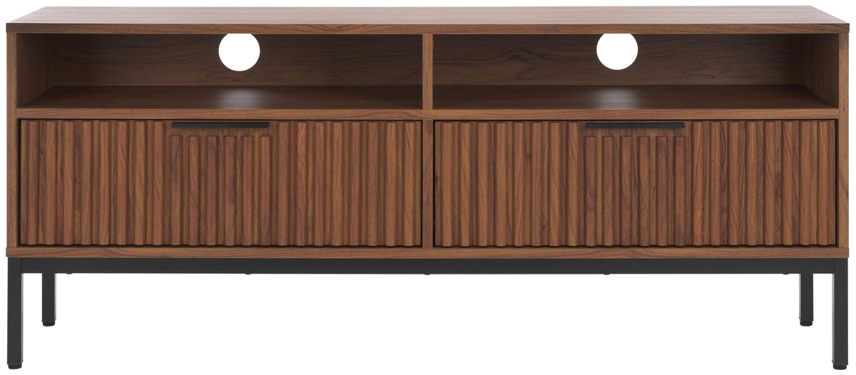 Walnut Brown Black 2 Drawer TV Stand E52594