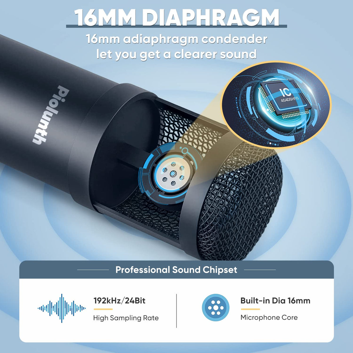 USB Microphone 192kHz/24bit Cardioid Condenser Studio Mic Kit with Boom Arm X978