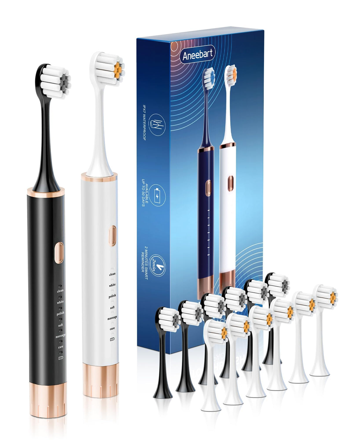 2 Pack Electric Toothbrush with 12 Replacement Heads B8584