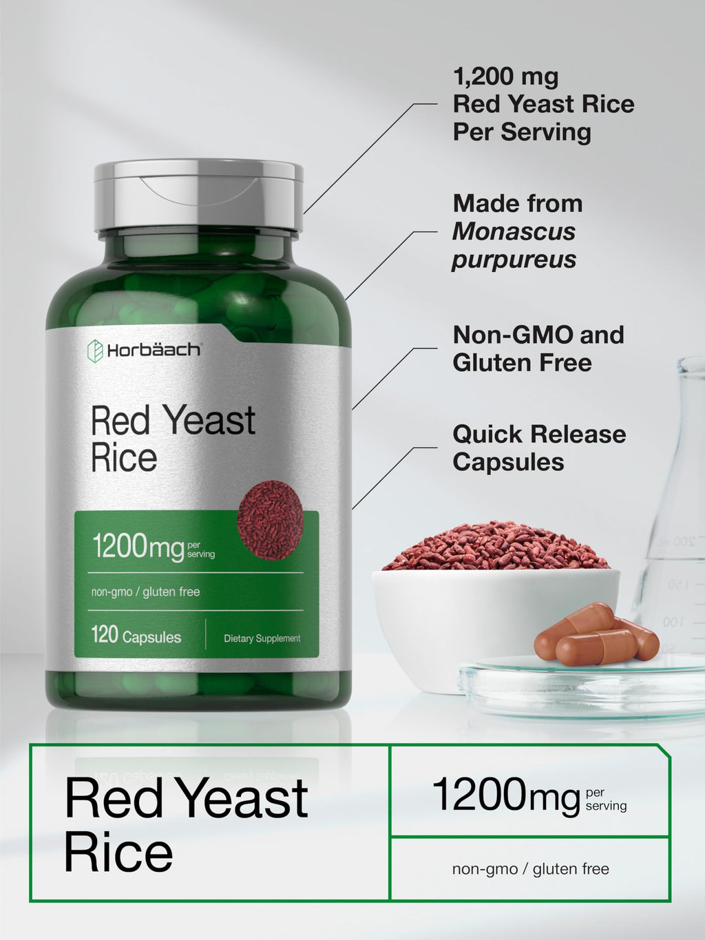 Red Yeast Rice 1200 mg 120 Capsules H94468