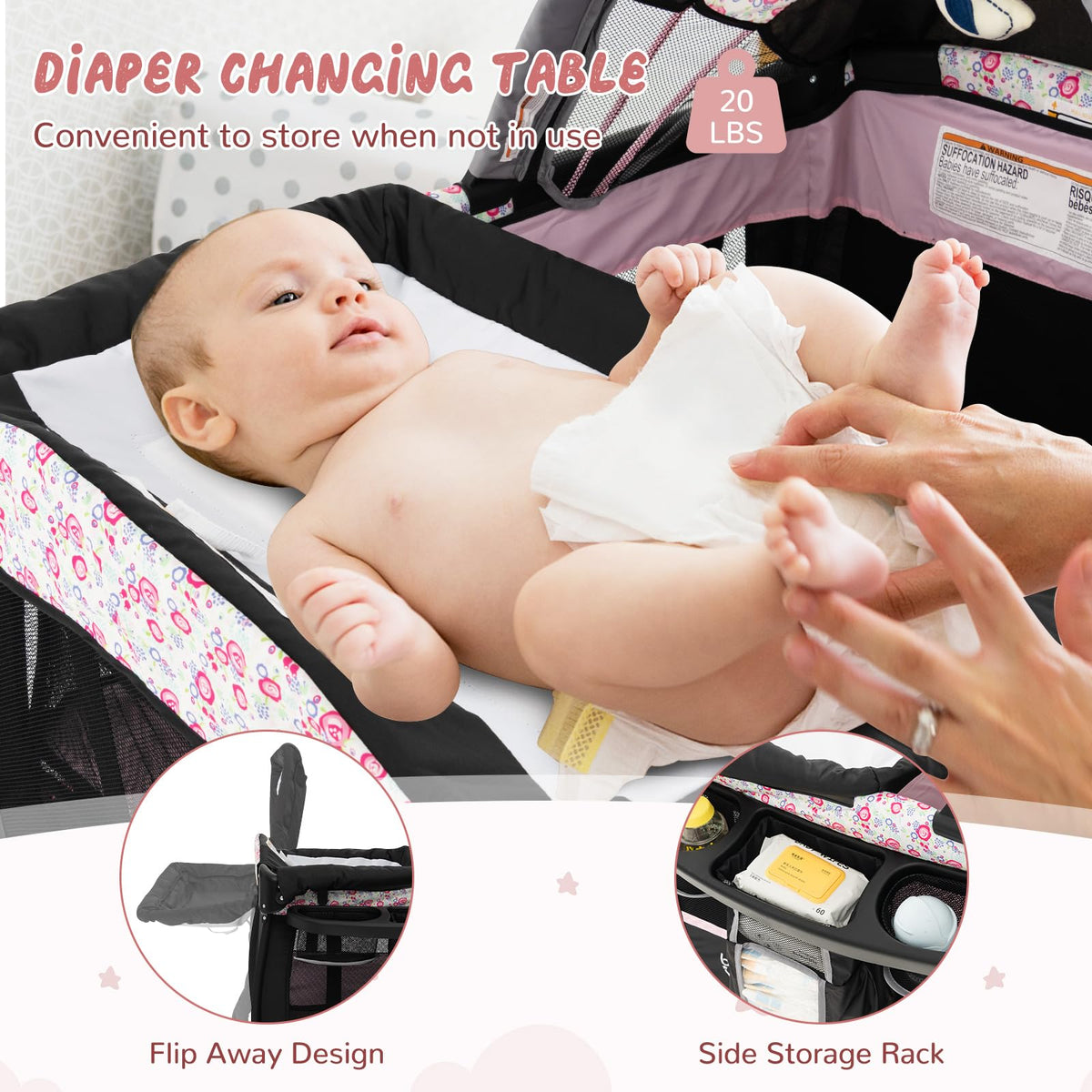 4 in 1 Portable Baby Playpen with Bassinet W4222