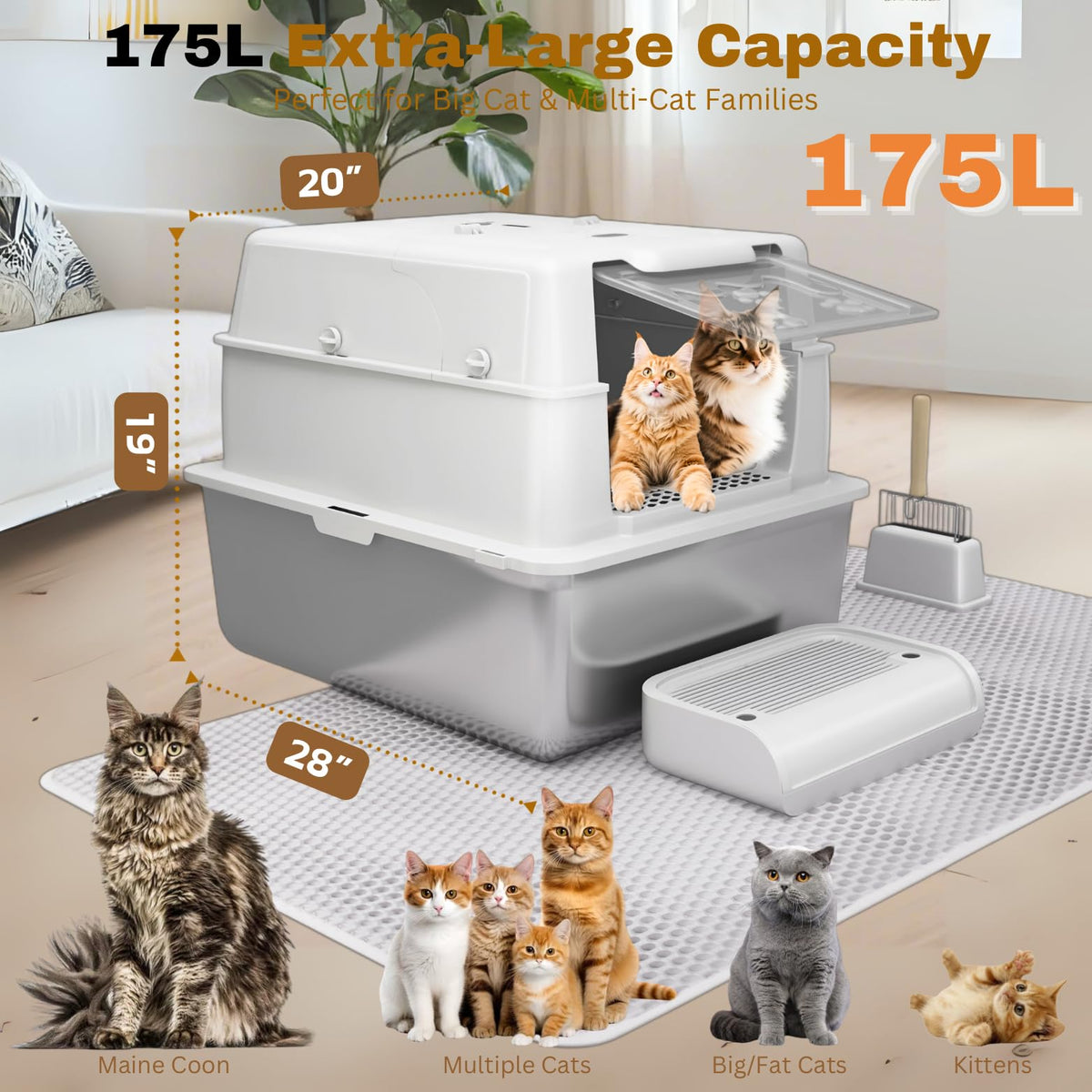 XXXXL Stainless Steel Cat Litter Box with Lid A264