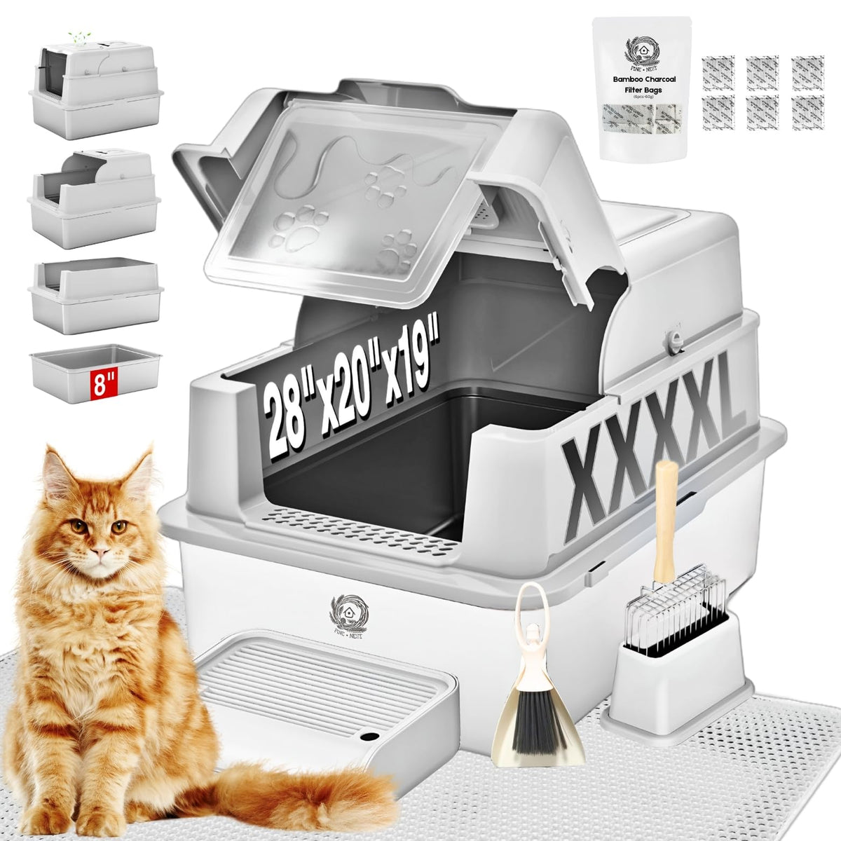XXXXL Stainless Steel Cat Litter Box with Lid A264