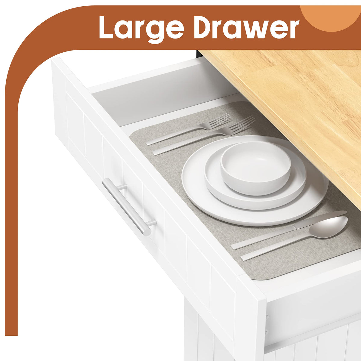26" Rolling Kitchen Island Cart with Drawer, Shelves, Towel Rack, Lockable Casters, White R38183