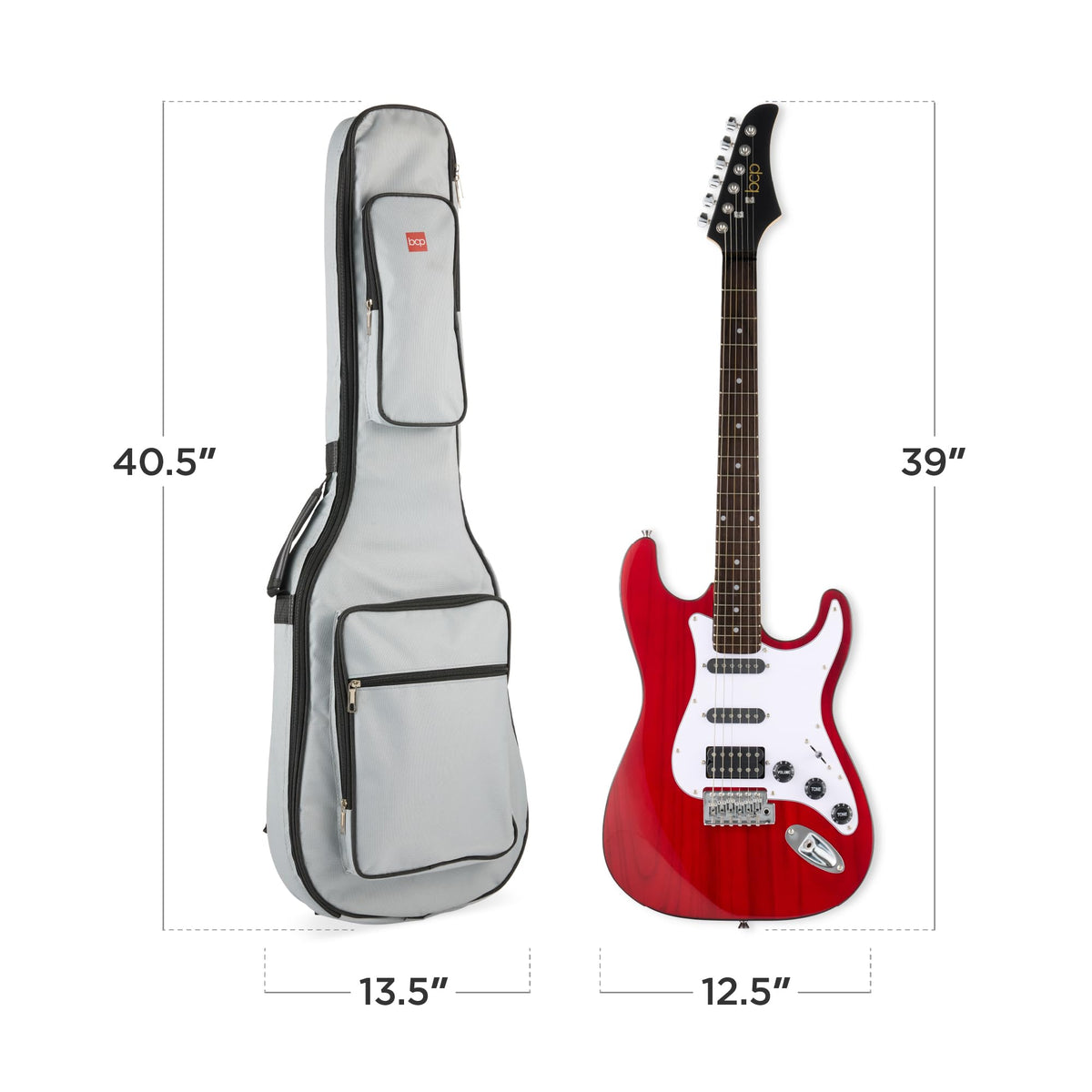 Cherry Red White Electric Guitar Kit with Headphone Amp C2558