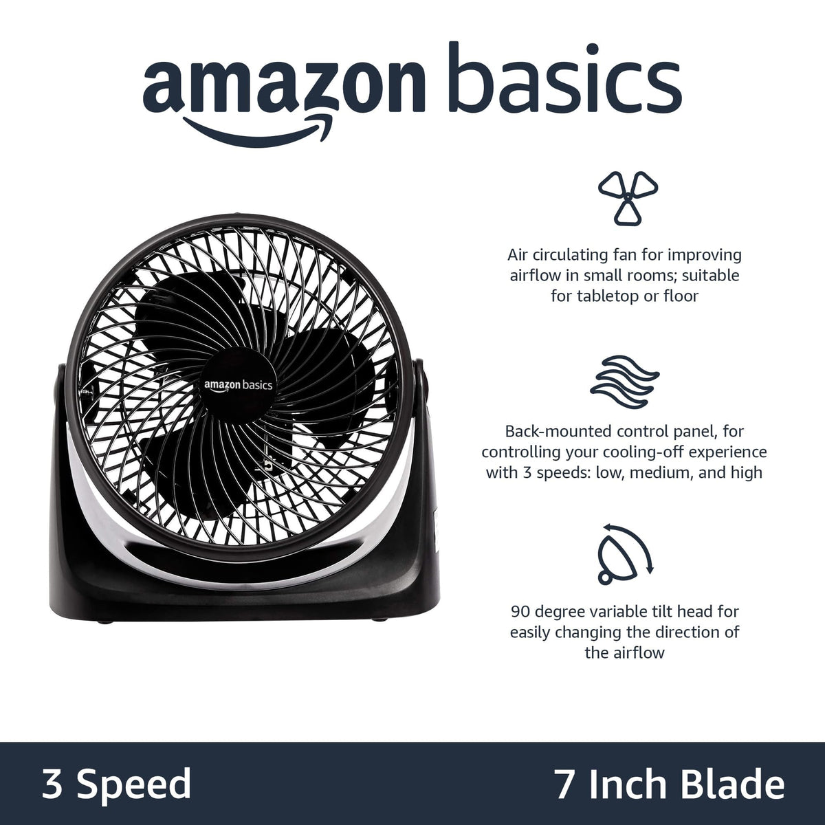 Black 3 Speed Air Circulator Desk Fan V486194