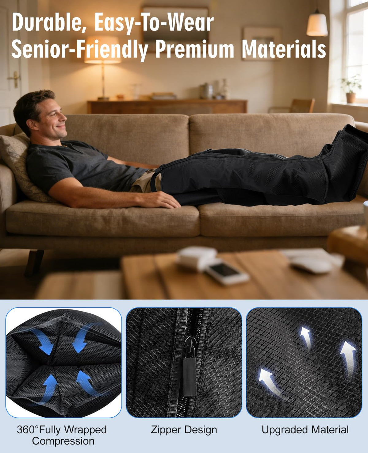 Leg Air Compression Massager with Zipper Boots 6 Modes G887