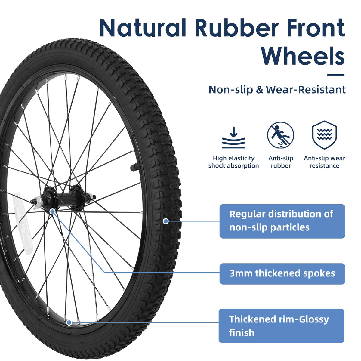 Kids Bike Front Wheels Replacement with Solid Air Rubber Tire and Inner Tube V67909