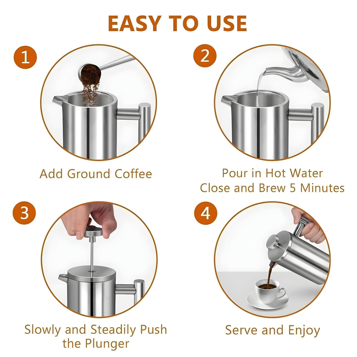 50oz Stainless Steel Double Wall Insulated French Press L945353