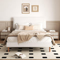 White Upholstered Bed Frame with Adjustable Headboard V828652