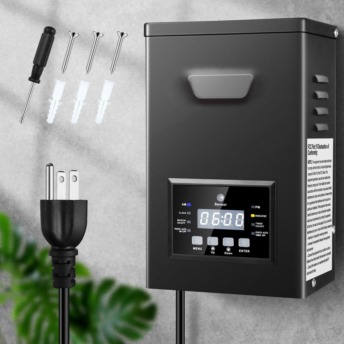 200W Low Voltage Landscape Transformer with Photocell Sensor & Timer S468127