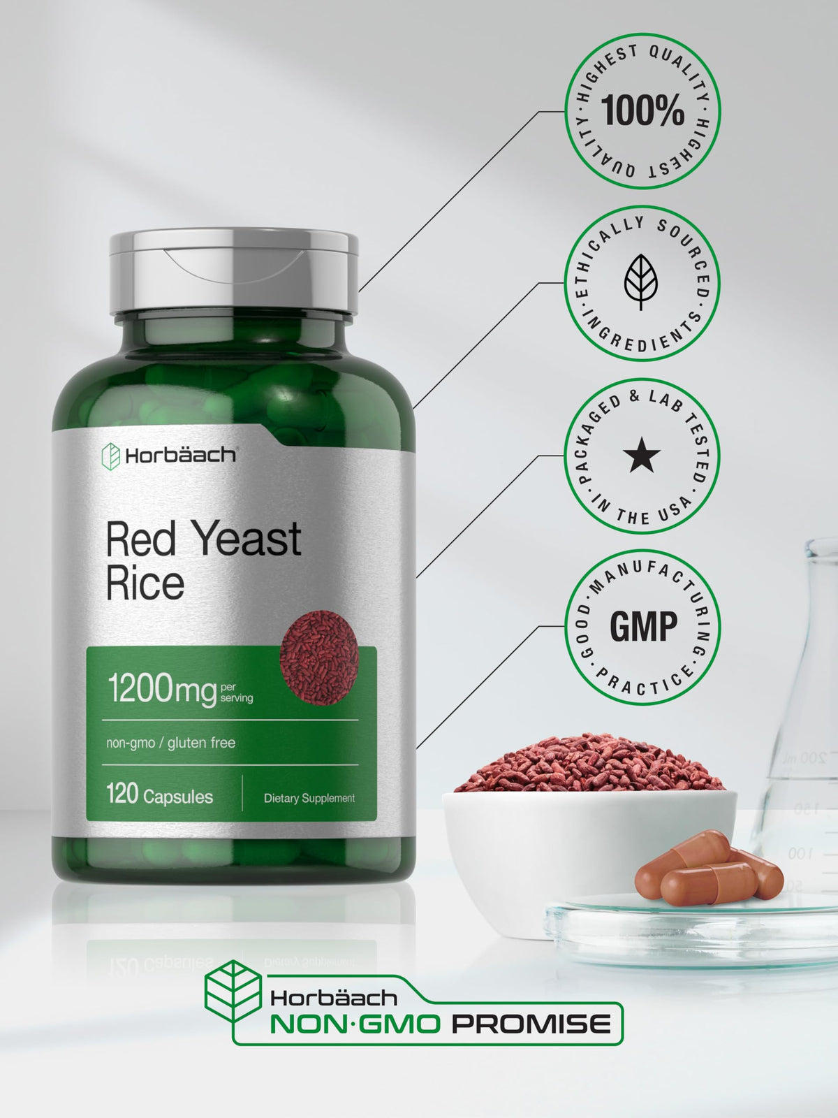 Red Yeast Rice 1200 mg 120 Capsules H94468
