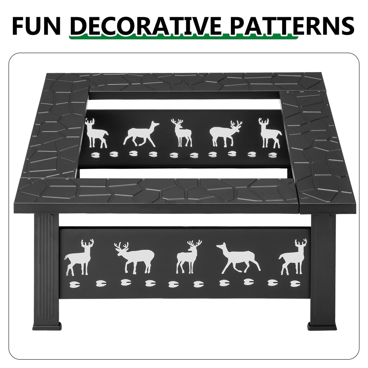 32 Inch Black Wrought Iron Wood Burning Fire Pit V295490