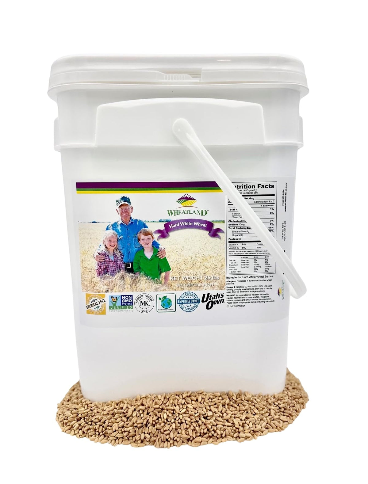 Hard White Wheat Berries 25 lb Bulk Non GMO T1039