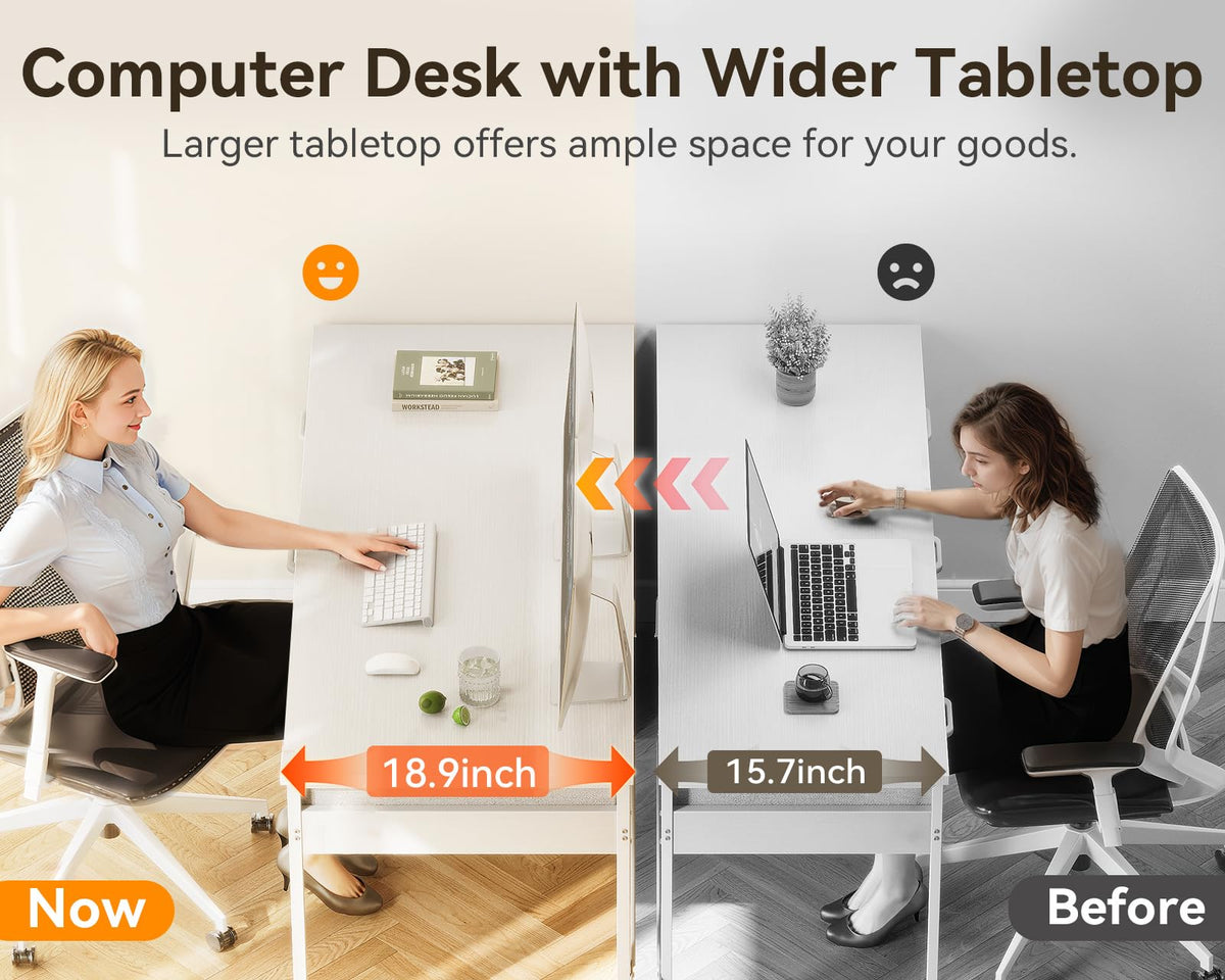 White Computer Desk with 6 Drawers H921786