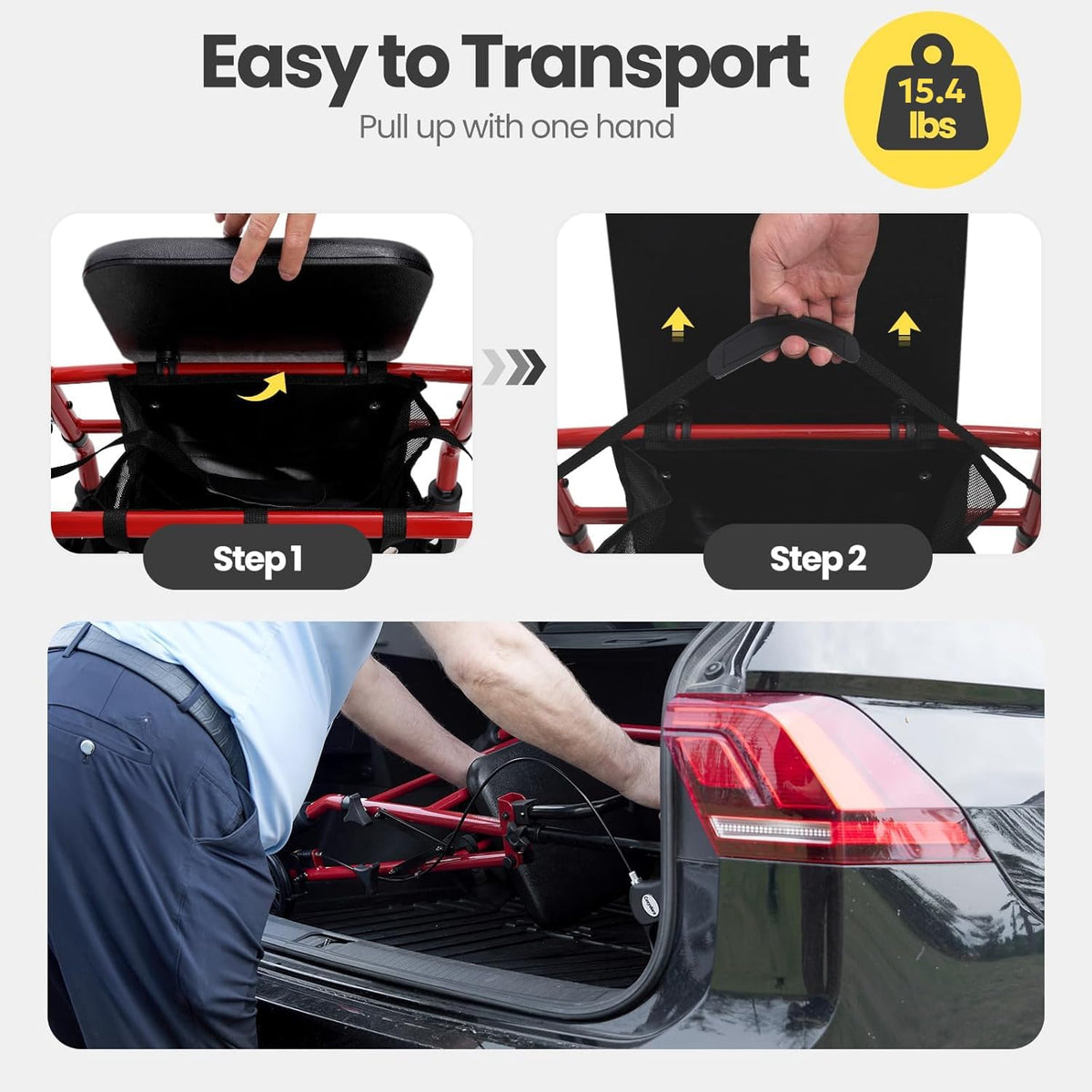 Heavy-Duty Rollator Walker with Seat Y7415