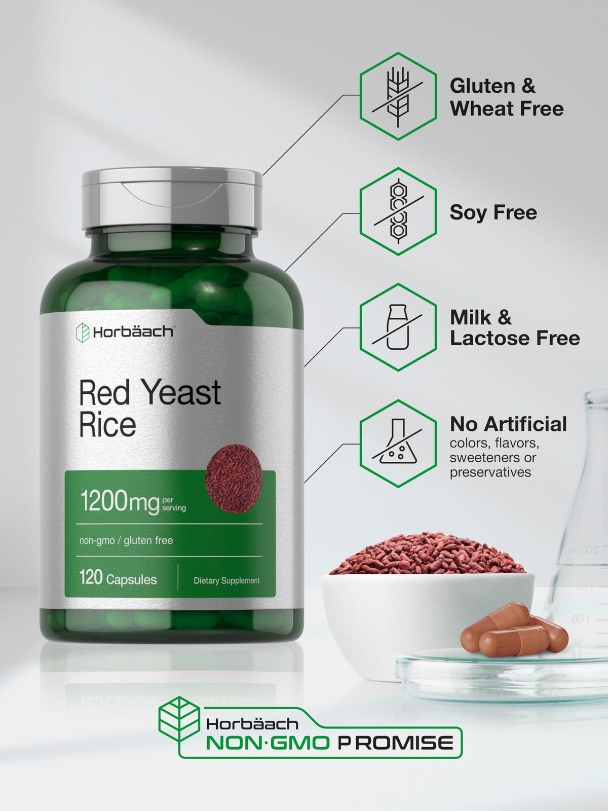 Red Yeast Rice 1200 mg 120 Capsules H94468