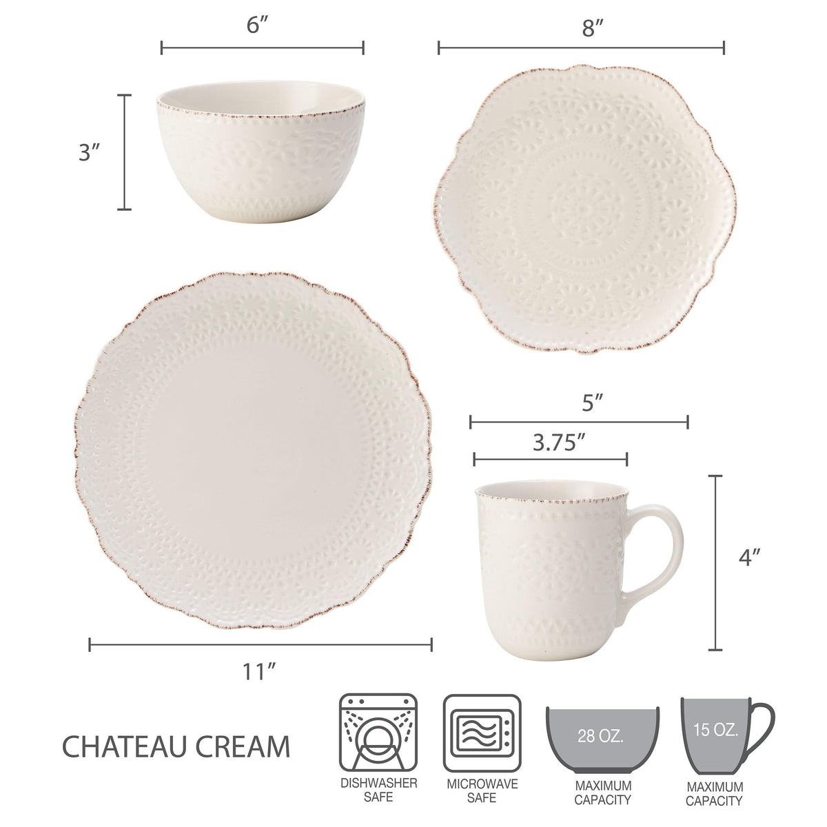 Cream 16-Piece Stoneware Dinnerware Set O150