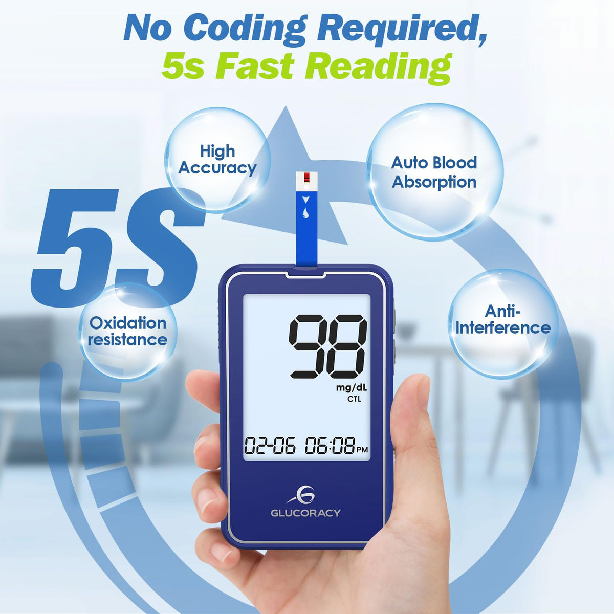 Blood Glucose Monitor Kit with 100 Test Strips O296407