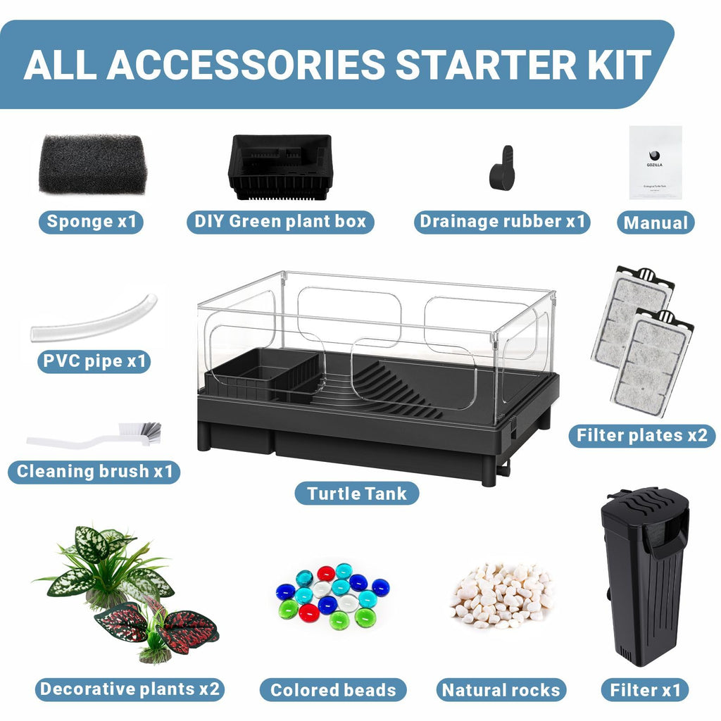 Small Turtle Tank Kit with Adjustable Lamp and Filter E31328