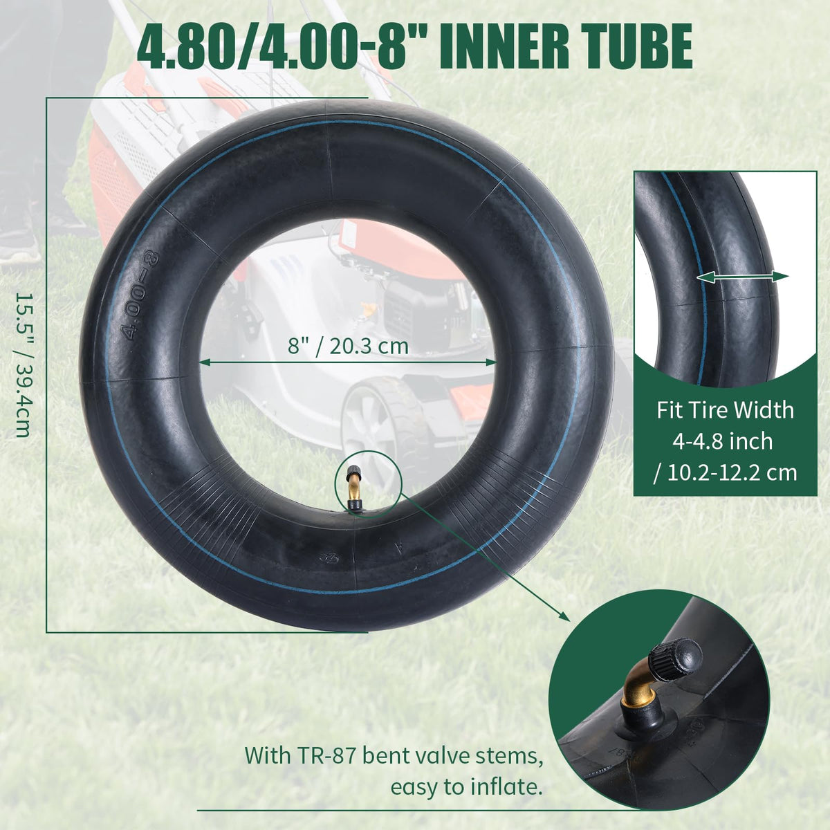 2Pcs 4.80/4.00-8 Inner Tubes with TR-87 Valve Stem Y121