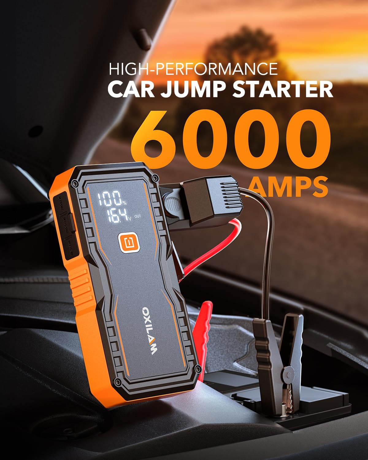 6000A Portable 12V Lithium Jump Starter with Jumper Cables C5541