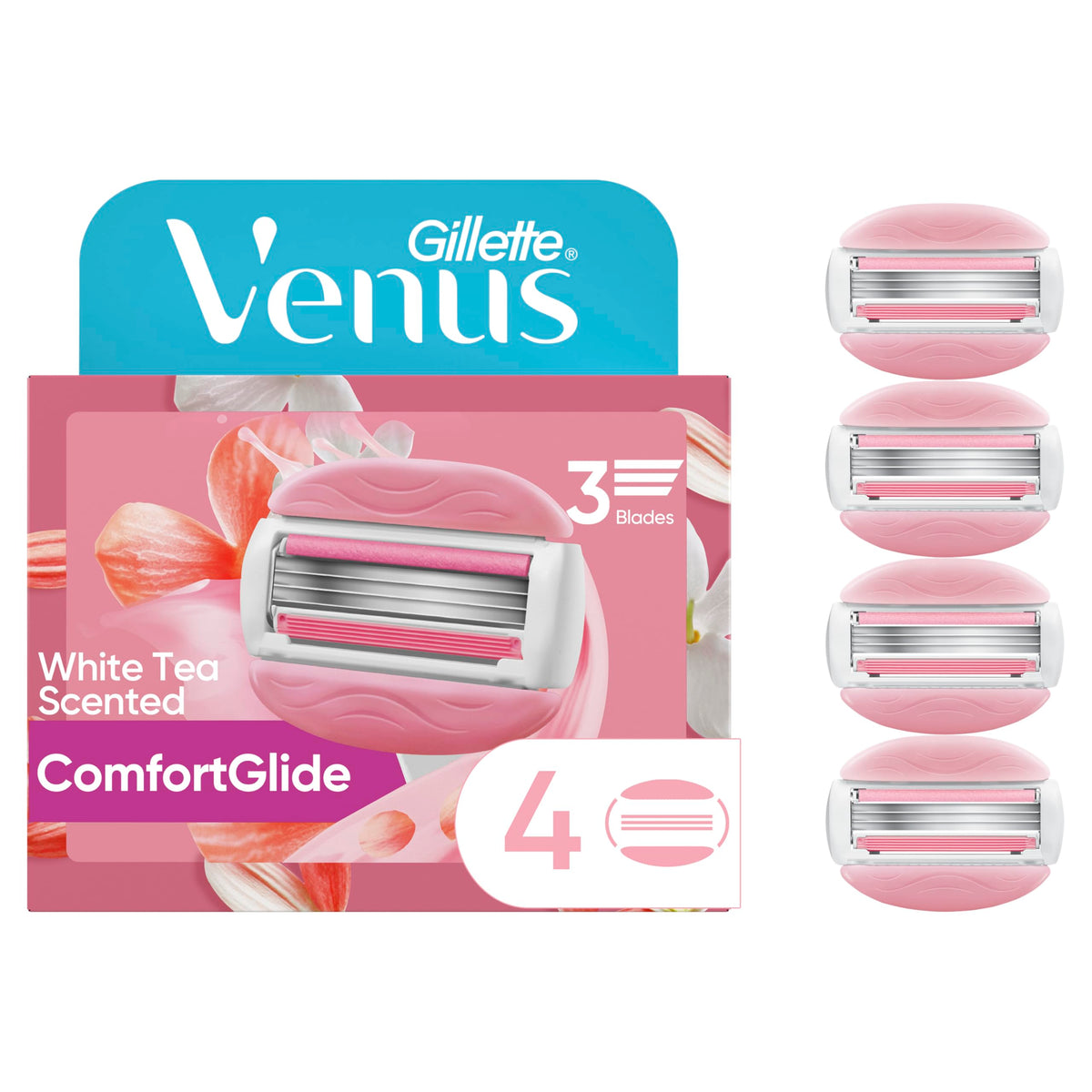 White Tea Razor Refills, 4 Cartridges Z370
