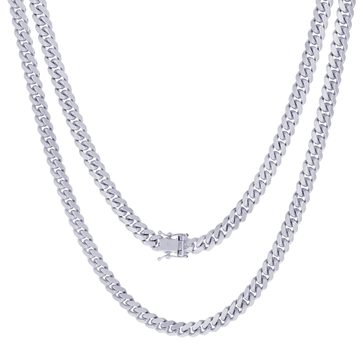 14K White Gold Cuban Link Chain Necklace E1143