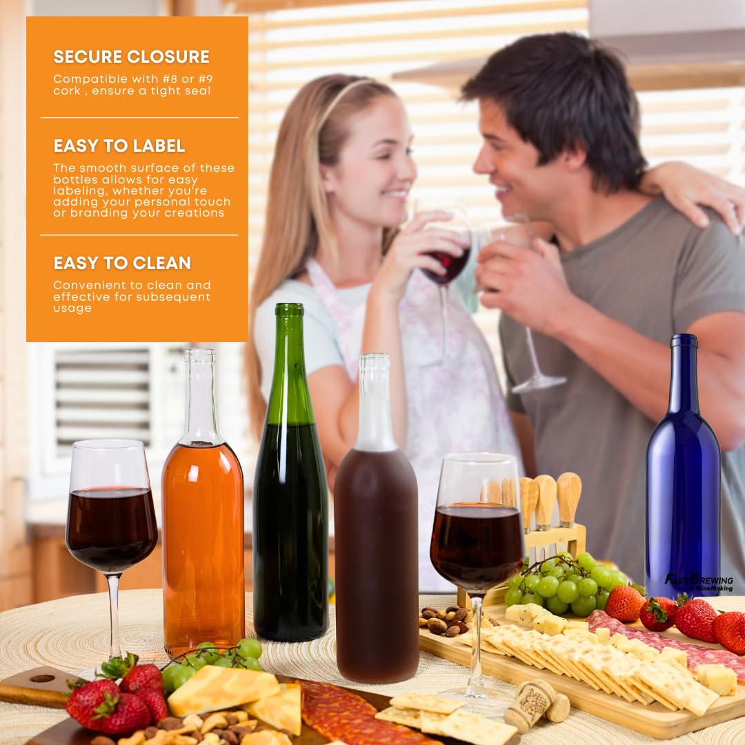 750ml Clear Glass Wine Bottles 12-Bottle Case O1293
