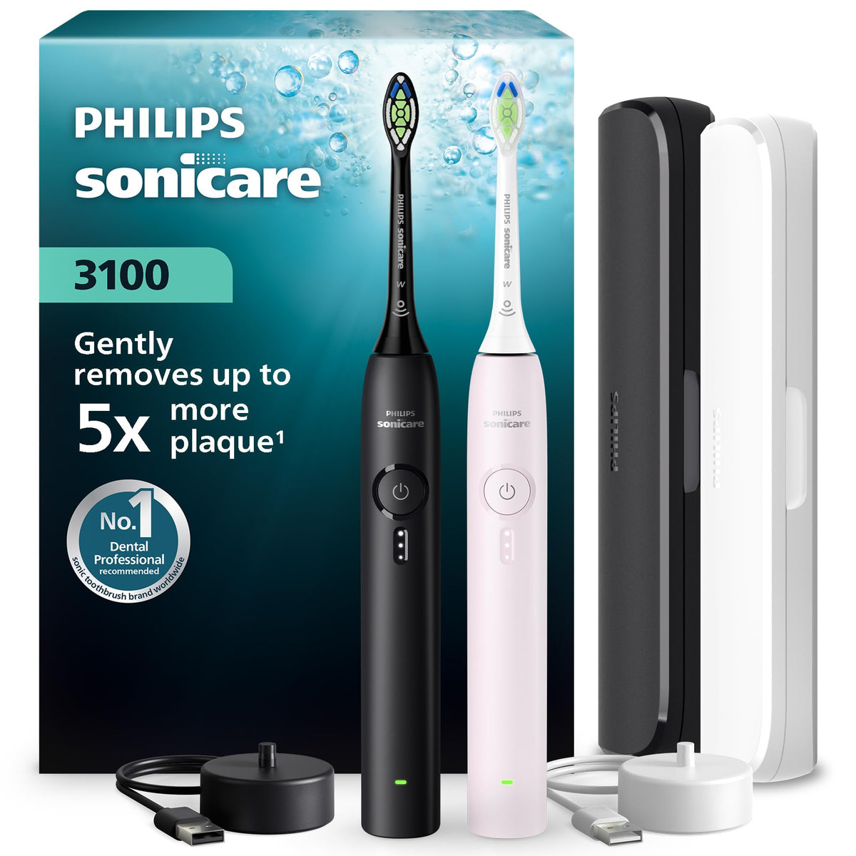 Black & Light Pink 2 Pack Electric Toothbrush A12570
