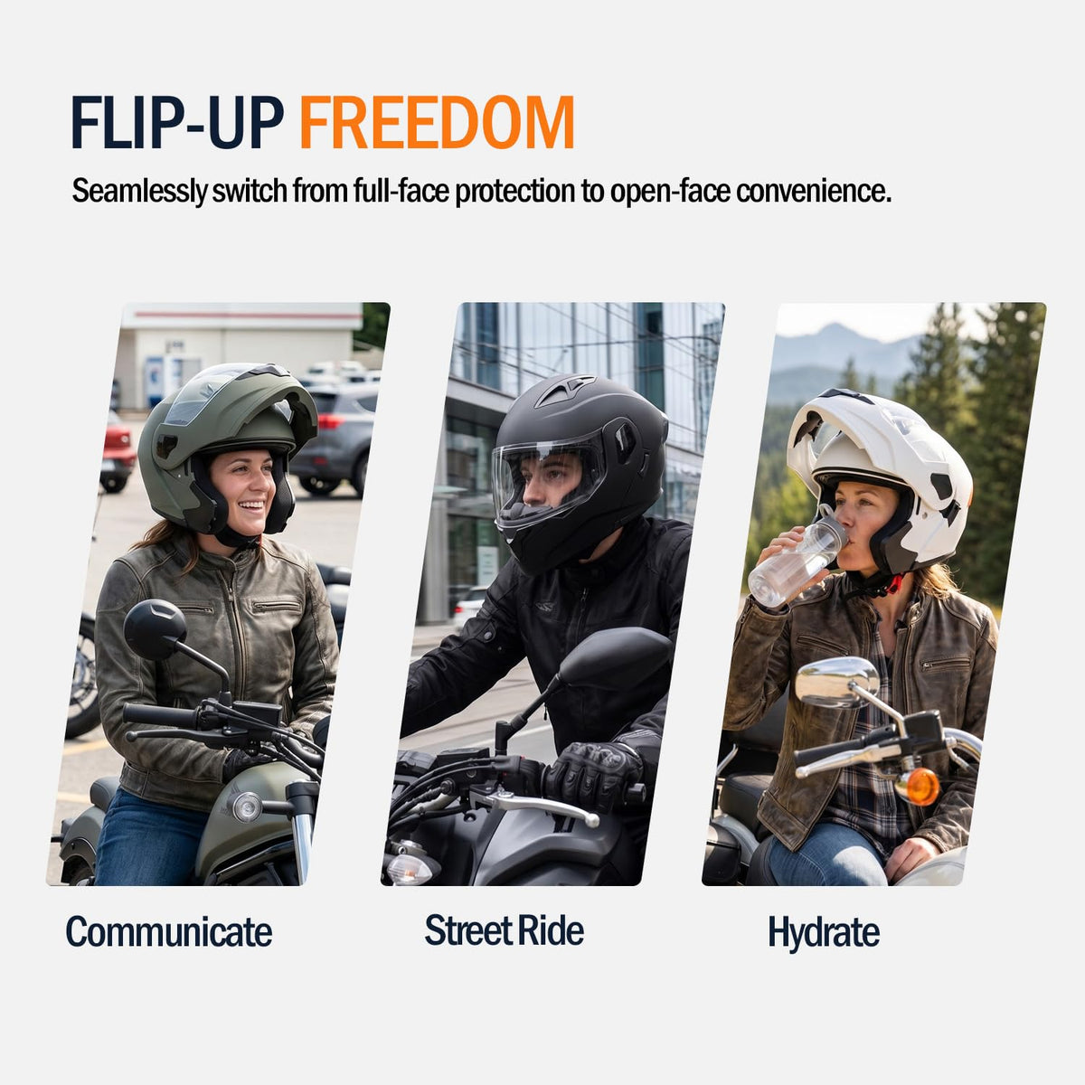 Full Face Flip Up Matte Black Motorcycle Helmet Q6197