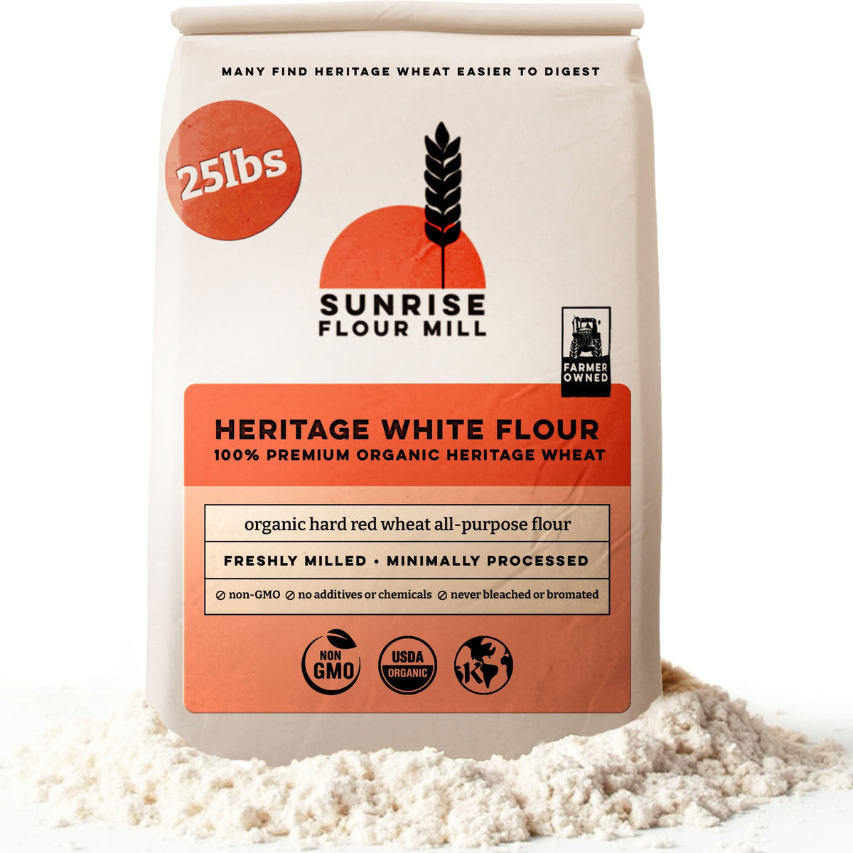 Organic White All Purpose Flour Unbleached Non-GMO Kosher 400 Ounce A6152
