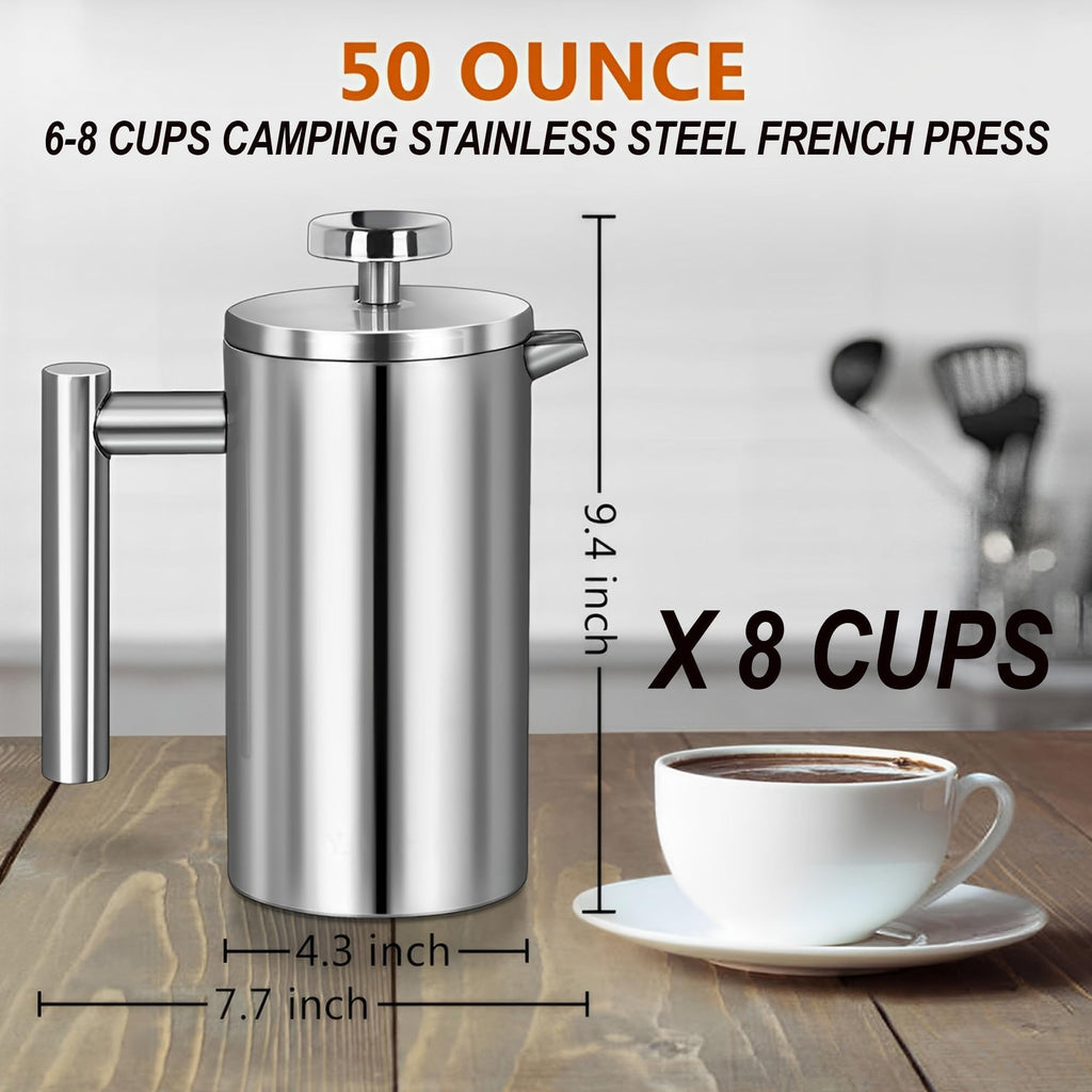 50oz Stainless Steel Double Wall Insulated French Press L945353