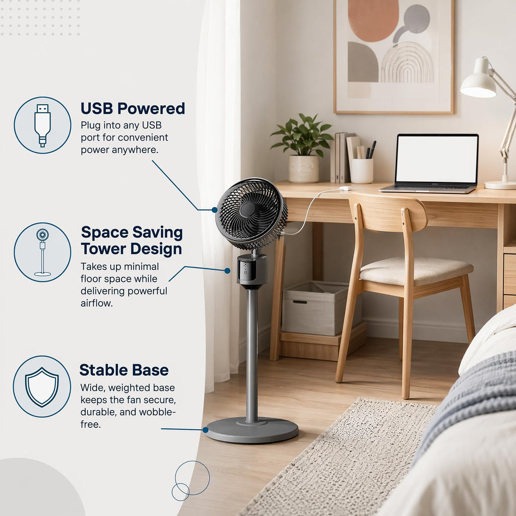 USB Powered Standing Floor Fan G35995
